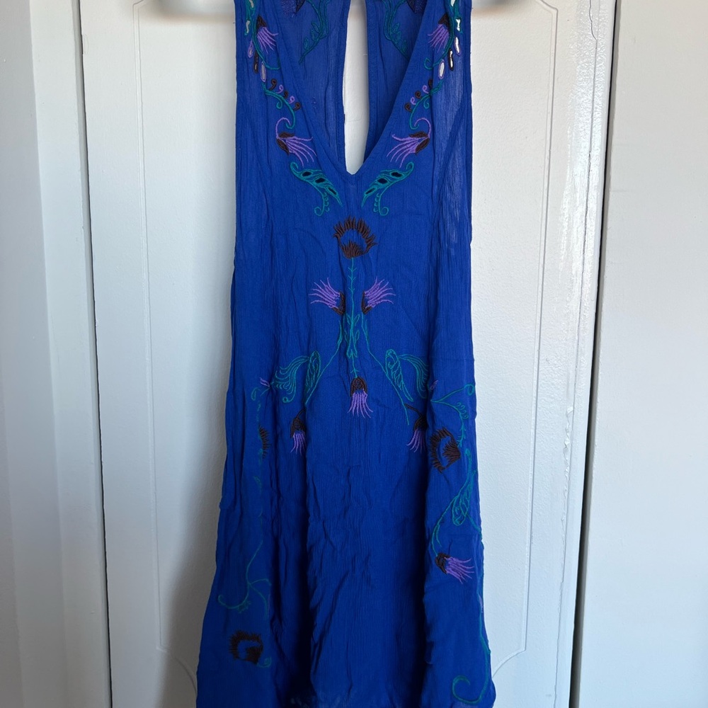 Free People Adelaide Mini Slip Dress — Blue